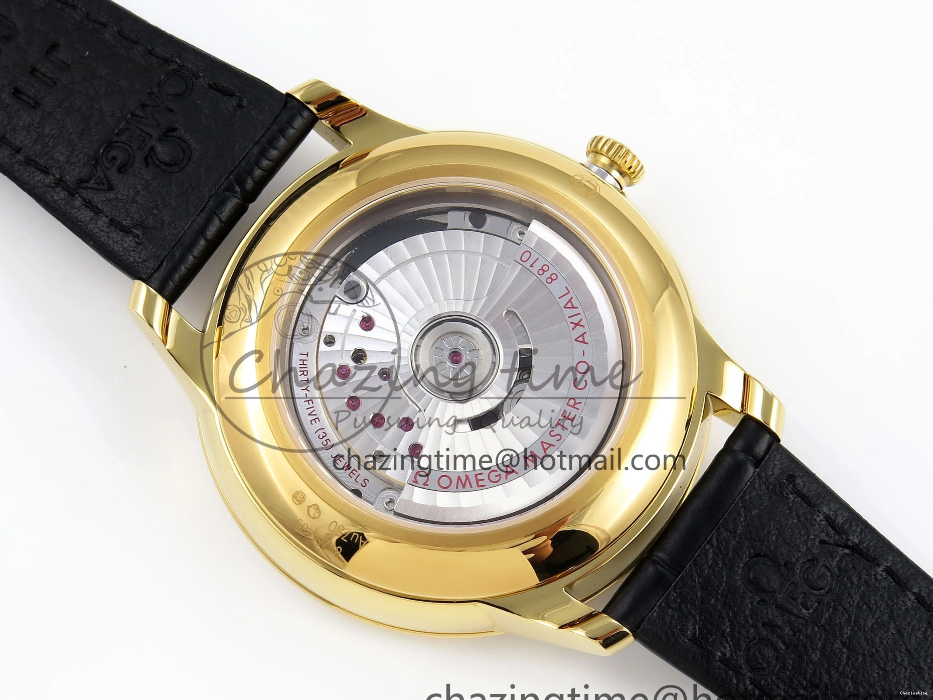 0124 WeatherProof De Ville Power Reserve YG MKF 1:1 Best Edition Black Dial on Black Leather Strap A 7758